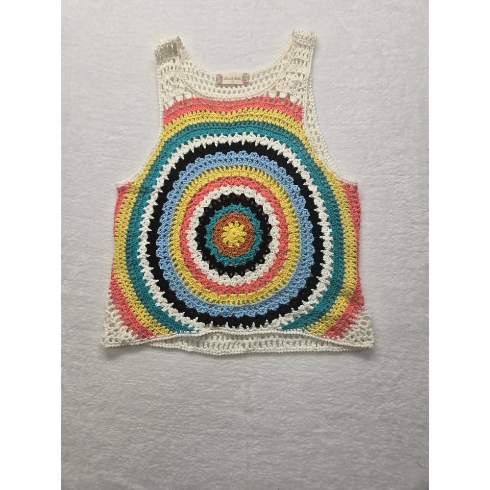 Altar'd State XS Multi Color Crochet Circle Tank Top Boho Festival Sleeveless